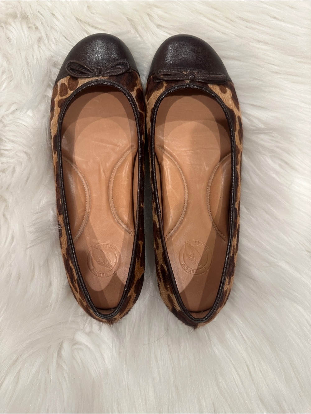 Nurture Leopard Print Ballet Flats with Dark Brown Toe
